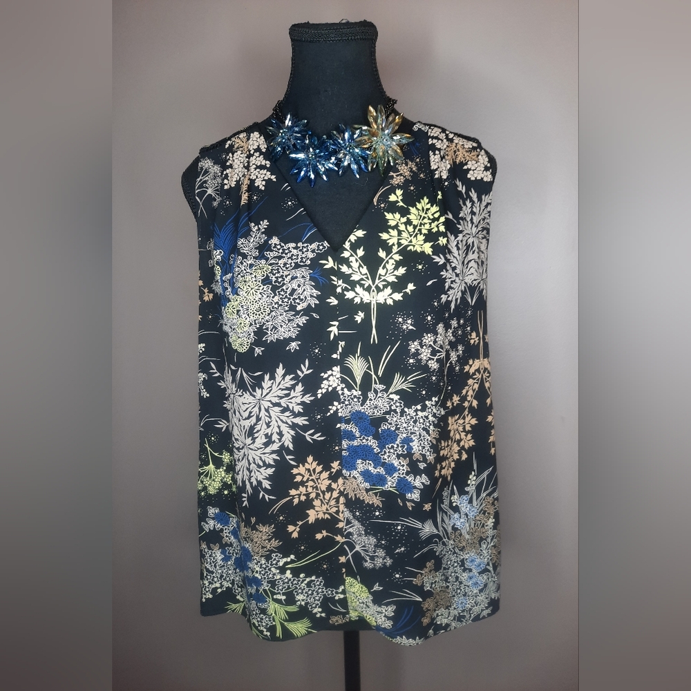 Next Black and Blue Floral Blouse Size 10 Petite